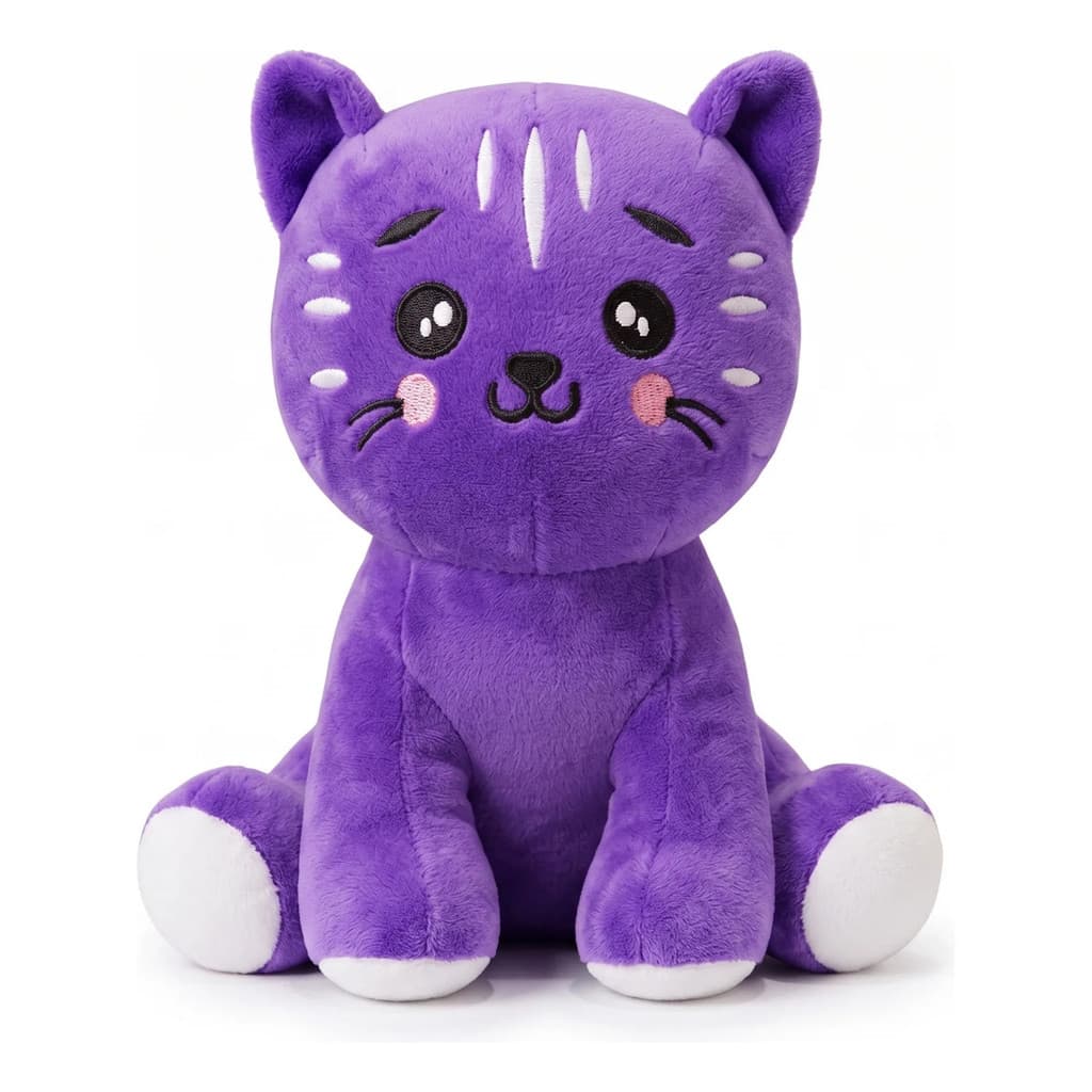 Pelúcia Gato Roxo Listrado Fofo Kawaii Presente Único 20 Cm