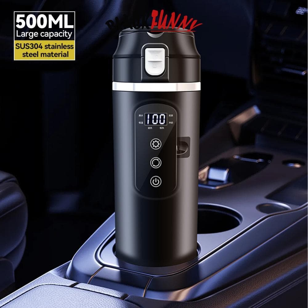 BLACKFUNNY 12V/24V 500ml Aquecido Copo De Aquecimento De Carro Inteligente Controle De Temperatura Chaleira Elétrica Aço