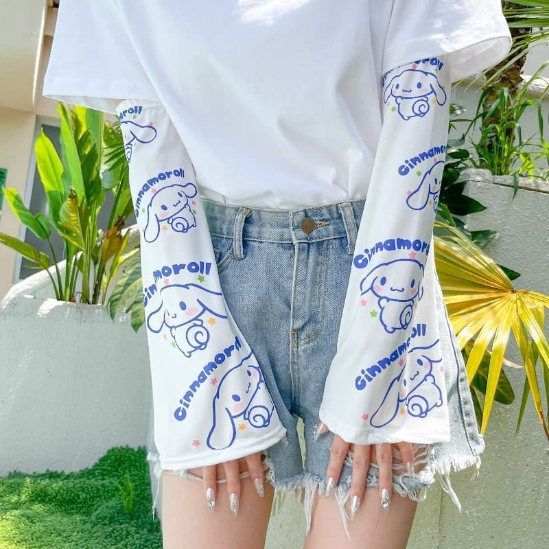 Mangas respiráveis com proteção UV estilo coreano para estudantes, malha vermelha, estilo ins, versão gelada, proteção s