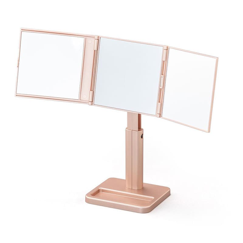 Feito no Japão Espelho de maquiagem profissional Desktop de três telas dobrável giratório de 360 graus Artista de beleza