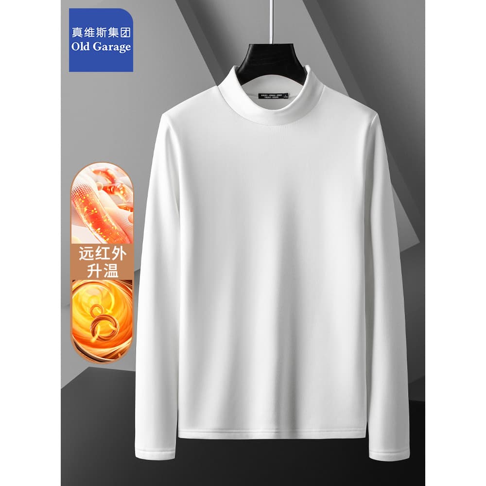 Zhenweisi grupo alemão veludo camisa de fundo masculino interior branco camiseta de manga comprida inverno engrossado qu