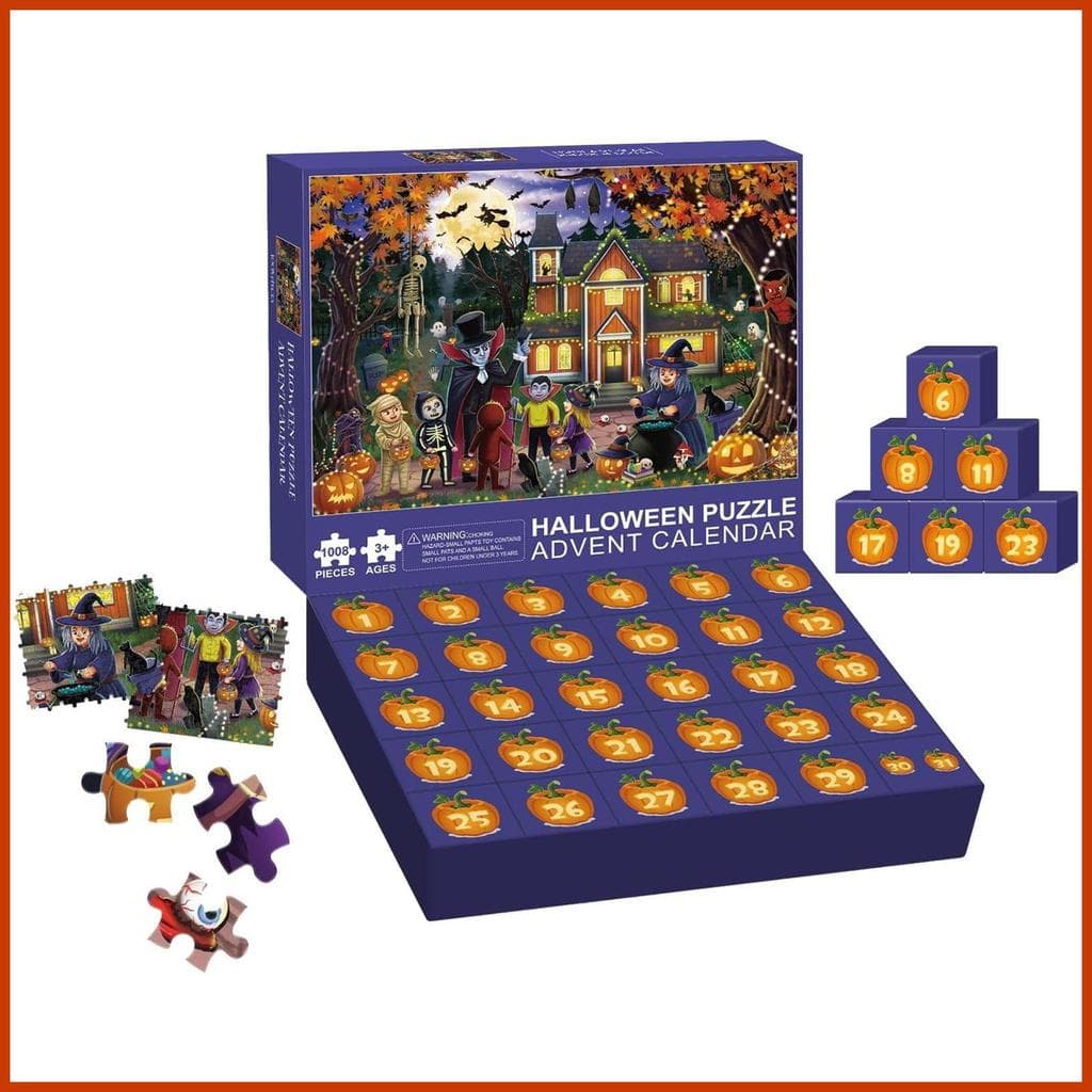 Advento Quebra-Cabeça Brinquedo Halloween 31 Dias Calendário De Contagem Regressiva Festiva 1008 Peças Para Crianças Ado