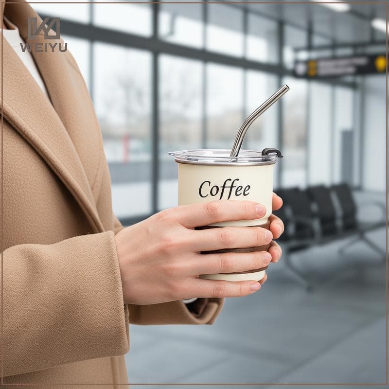 Caneca De Café De Aço Inoxidável WEIYU 300ML Com Capa De Palha Portátil Resistente A Vazamentos Para Acampamento Ao Ar L