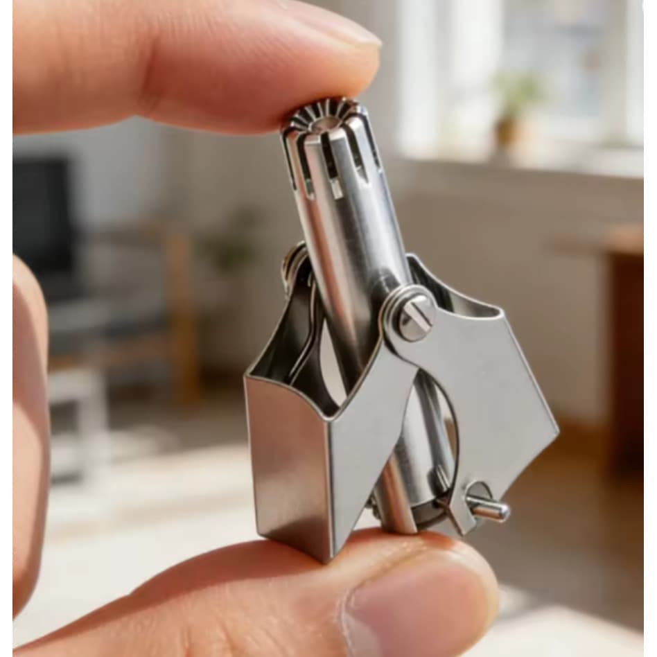 Aparador Manual de Pêlos Nasais e Auriculares em Aço Inox Design Seguro, Lavável e Compacto para Viagem Uso Doméstico