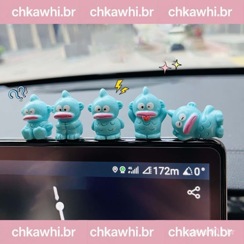 5 Unidades/Lotes Sanrio Sereia Hangyodon Boca Grande Figura De Peixe Acessórios Do Painel Carro Divertido Espelho Retrov