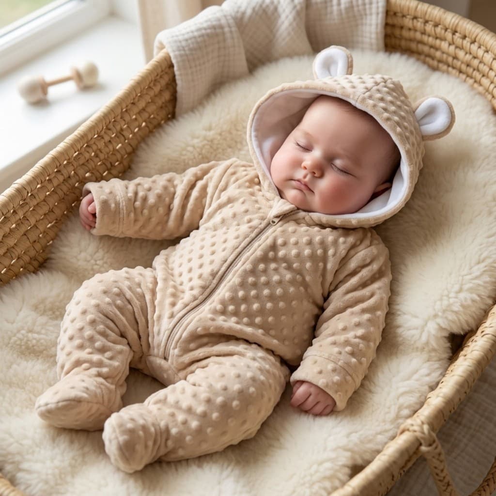 Macacão Bebê Pipoquinha Bolha Peludinho Soft Com Zíper Capuz De Inverno Quente