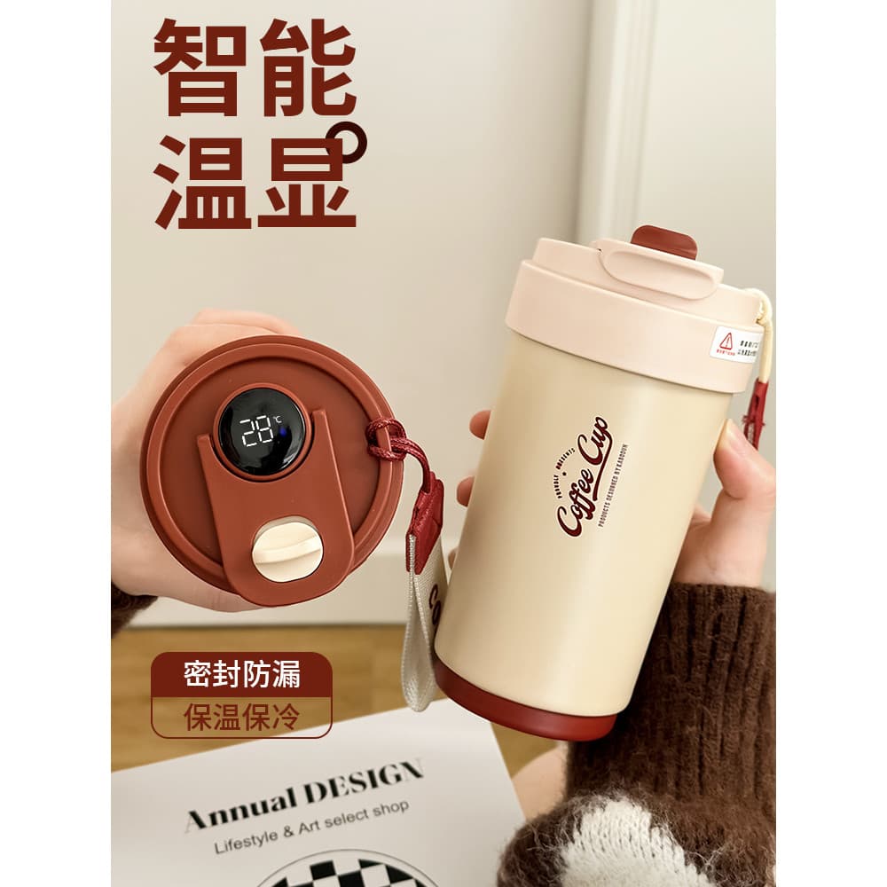 Copo térmico de café com Display de temperatura inteligente de aço inoxidável portátil de alto valor com tampa para meni