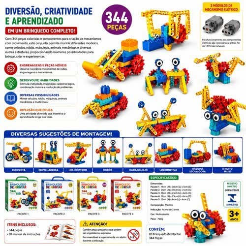 Brinquedo Montar Eletronico 344 Pecas Educativo Criativo Diversao Infantil