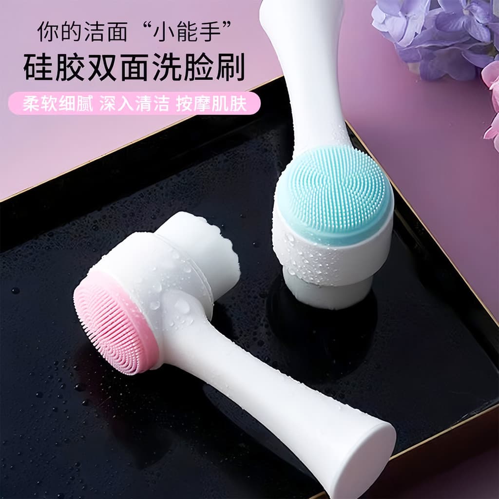 Escova de lavagem facial, cabelo macio, limpador facial, dupla face, escova de limpeza, Manual, poros faciais, limpeza p