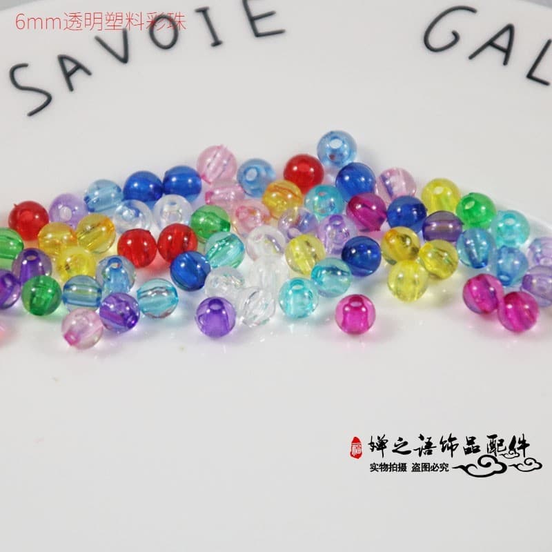 Diy artesanal miçangas Material 6mm transparente colorido contas de plástico contas acrílicas contas soltas espaçador co