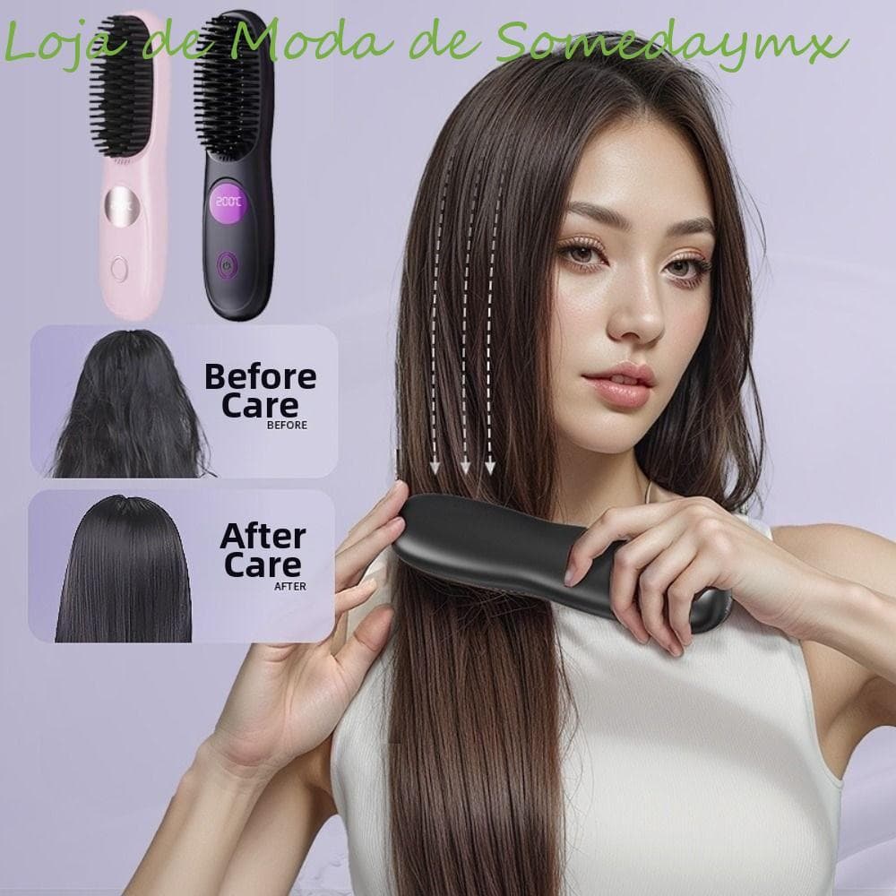 Escova Alisadora De Cabelo Asoes , Alisador Portátil Anti-Queimadura Sem Fio USB , Estilo Rápido