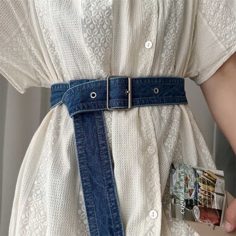 Cinto jeans feminino versão coreana Casual decoração combinando vestido cintura estreita simples All-Match cinto de moda