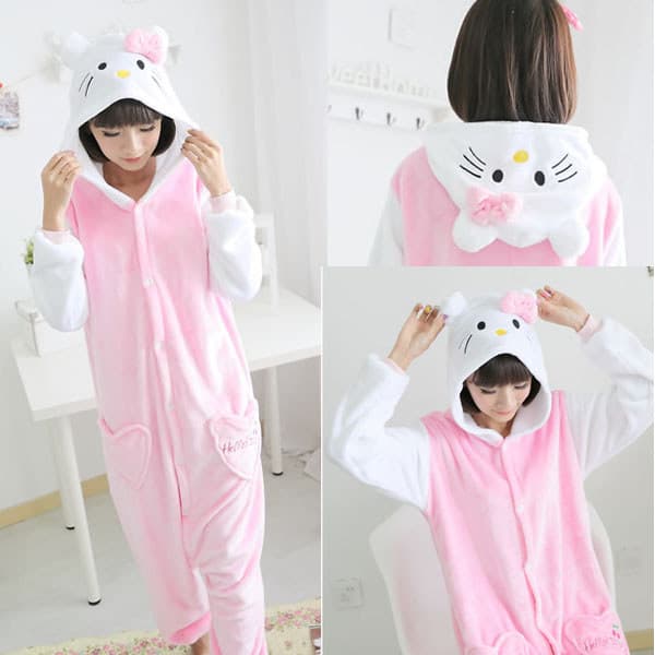 Kigurumi onesie dos desenhos animados onesie pijamas Animal macacão manga longa gatinho gato masculino feminino Homewear