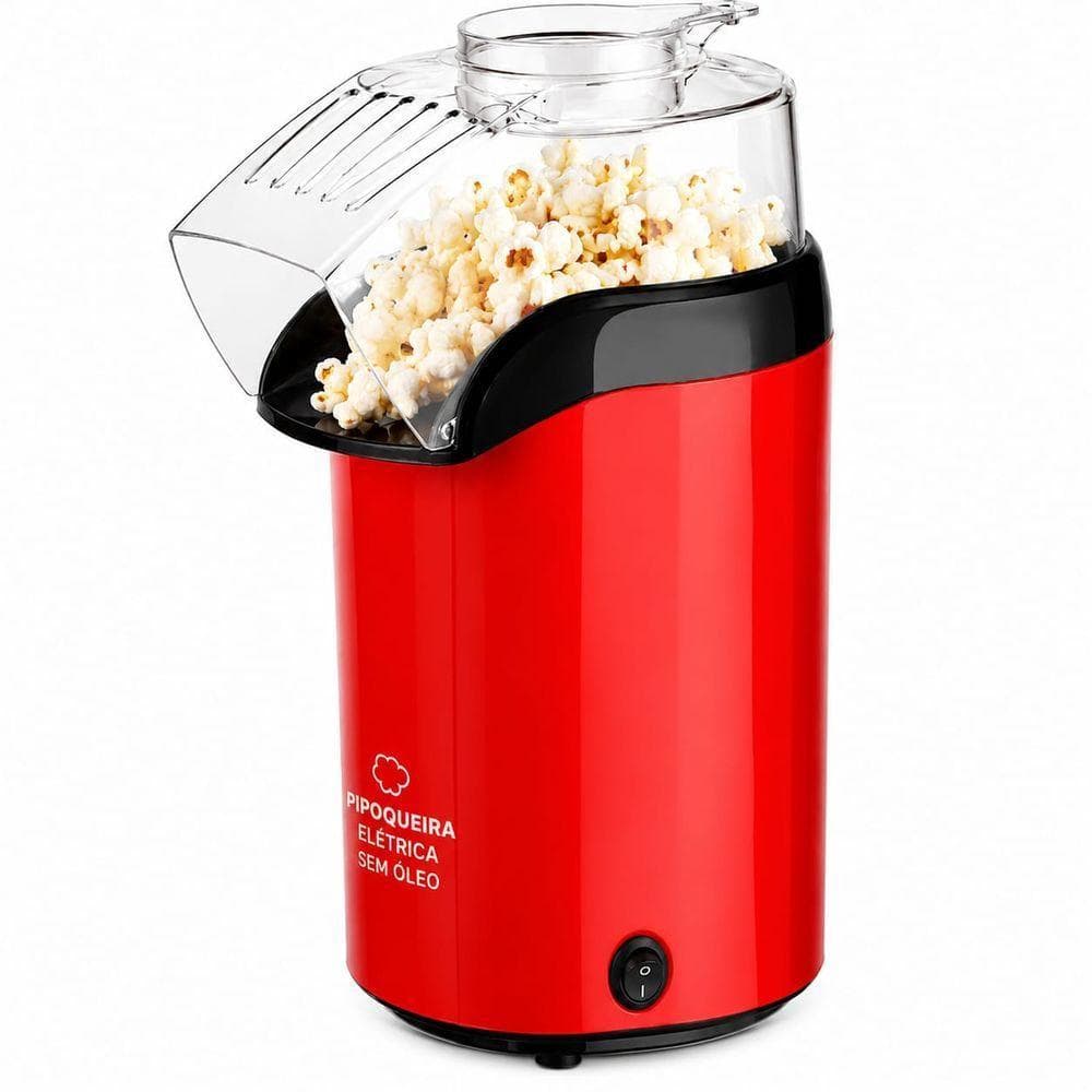 Pipoqueira Elétrica Pipoqueira Elétrica sem Óleo 1200W Branco 1,5L 110V Portátil