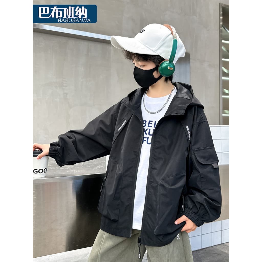 Meninos jaqueta 2026 novo estilo roupas de outono crianças com capuz topos grandes crianças bonito meninos primavera out