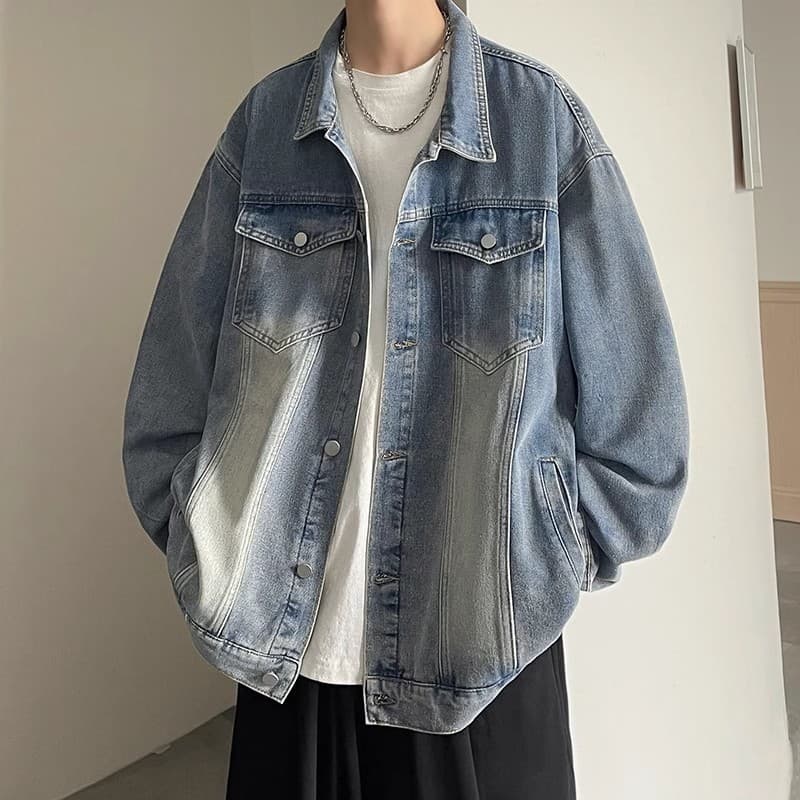 Jaqueta jeans meninos primavera outono 2026 novo estilo americano Street Wear Retro ferramentas jaqueta solta rufião bon