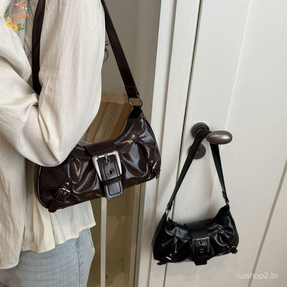 PEEWANY1 Bolsa De Ombro Retrô Com Rebite , Axilas Vintage Fashion Picante Para Meninas , Pacote De Locomotiva De Couro P