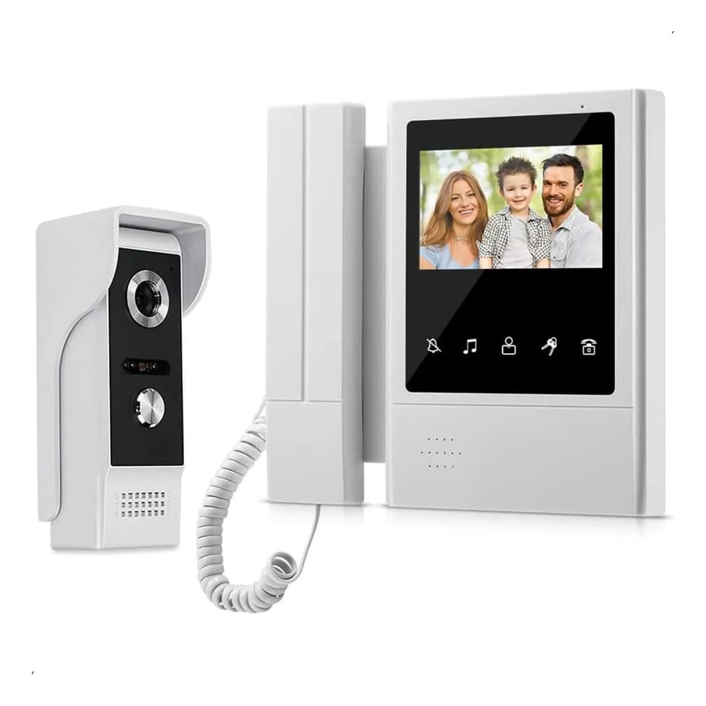 Interfone Vídeo Campainha 4,3 Polegadas 700TVL Visão Noturna Intercomunicação Bidirecional IP55 Resistente Água