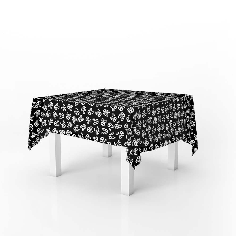 Toalha De Mesa Halloween Caveirinhas 4 Lugares Quadrada Premium