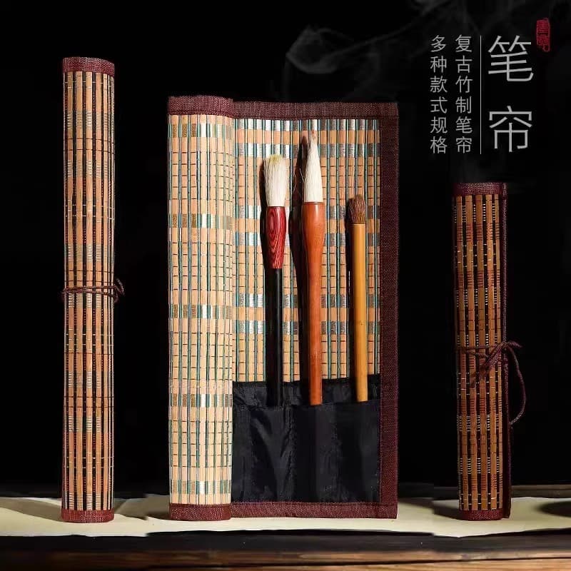 Grande médio pequeno tamanho colocar escova caneta cortina lápis caso portátil saco estilo Retro bambu tricô escova cane