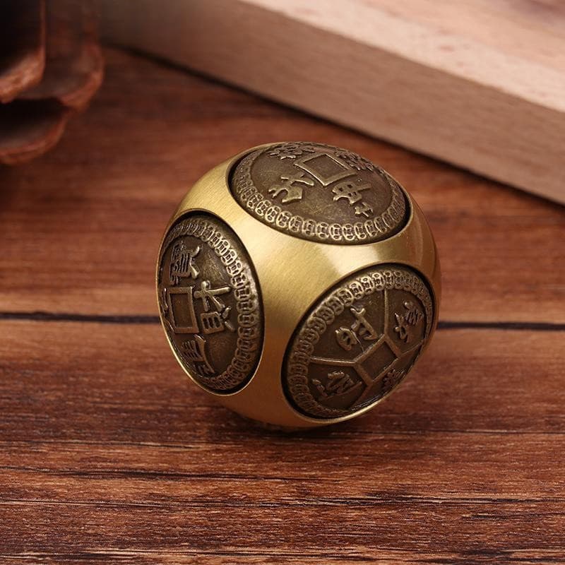 Spinner de Fidget de Latão com Seis Lados e Quatro Bênçãos para Atrair Riqueza, Cubo de Alívio de Estresse, Brinquedo de