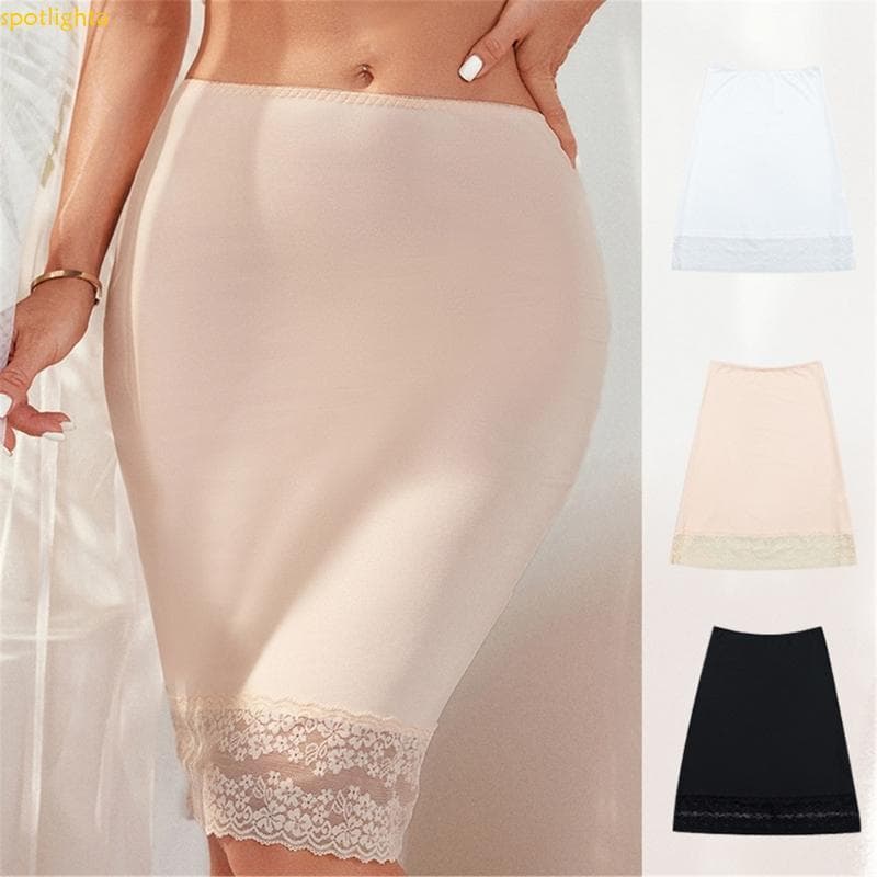 spotlighta Saia Feminina Anágua Acabamento Renda Do Joelho Para Vestidos Sob