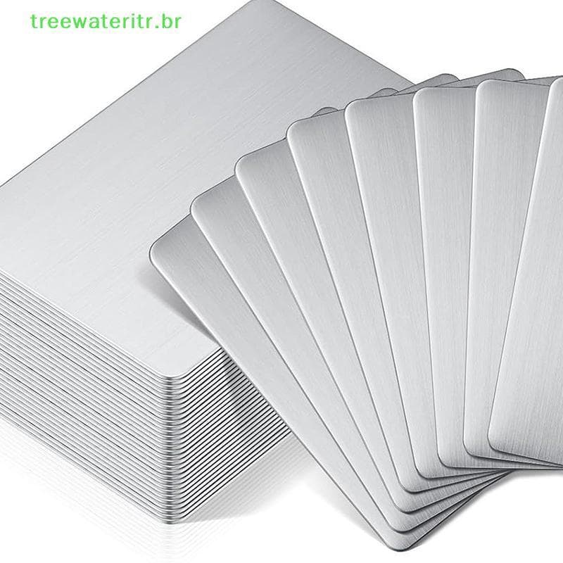 treewateritr Espaços Em Branco Para Cartão De Visita Aço Inoxidável Gravação A Laser DIY , 100 Peças br