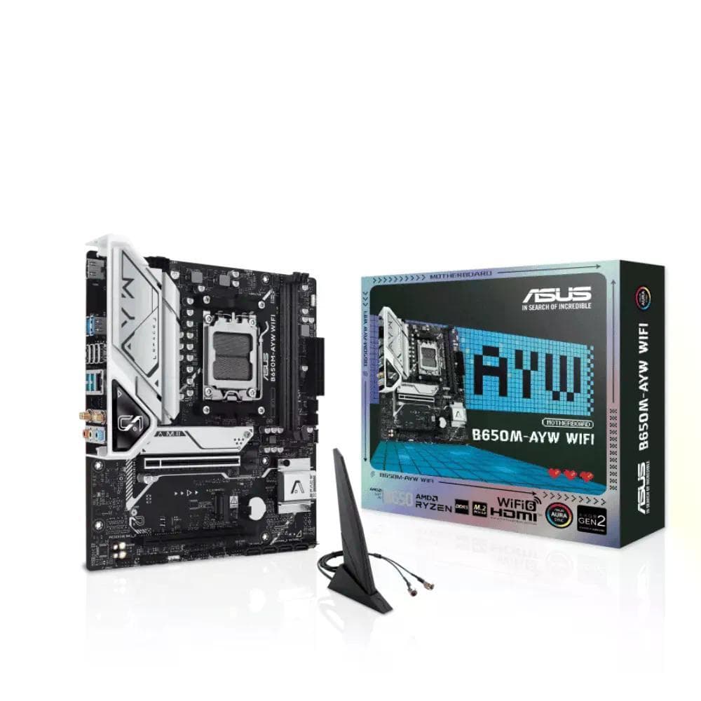 Placa Mãe ASUS B650AM-AYW WIFI, AM5, DDR5, M.2 PCle 5.0, WIFI6, ARGB GEN2, 90MB1KI0-M0EAY0