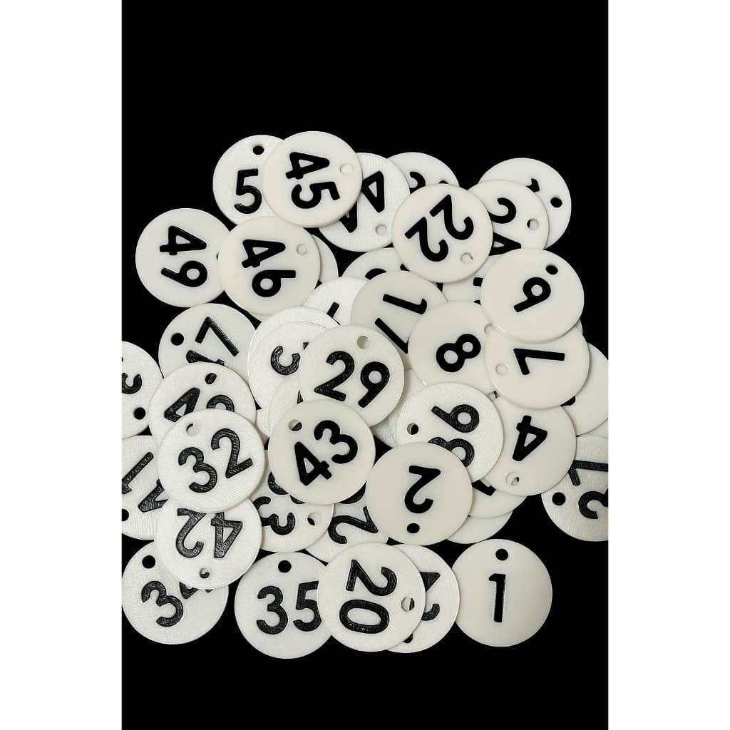 Fichas Numeradas Redondas (Moedas numeradas 1-6, 1-10, 1-12, 1-20, 1-25, 1-30, 1-35) - IMPRESSÃO 3D