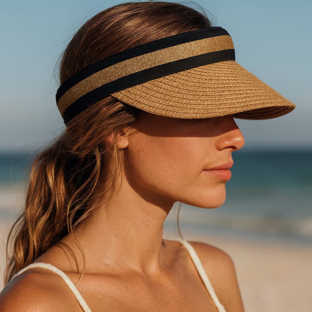 Viseira Feminina em Papiro Adulta Aberta Tiara Praia Verão