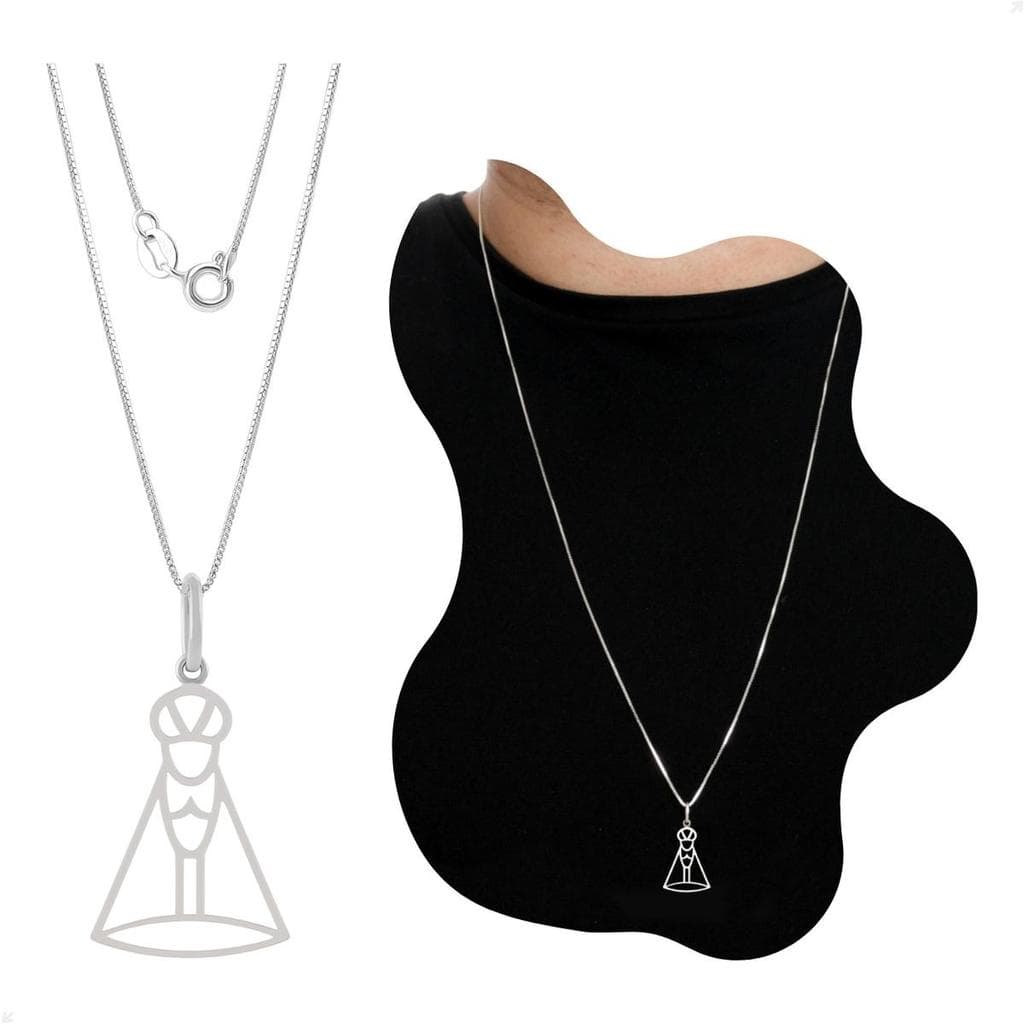 Colar Masculino Prata 925 Pingente Nossa Senhora Aparecida