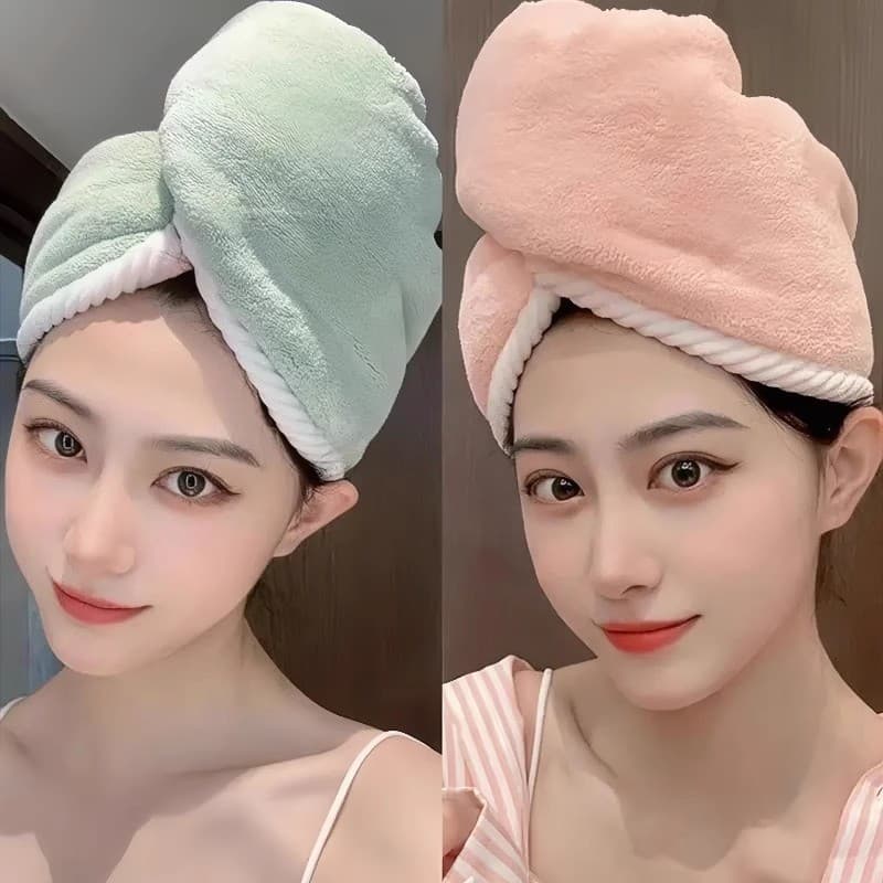 Touca de secagem de cabelo dupla espessada, feminina, forte absorvente, secagem rápida, toalha de cabelo, Shampoo, novo