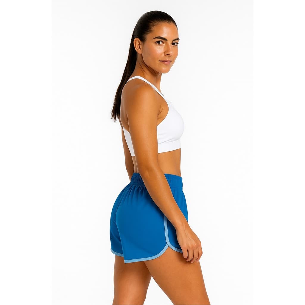 Shorts feminino fitness treino Dry fit Azul Summer Pro Beach Tennis corrida academia corrida