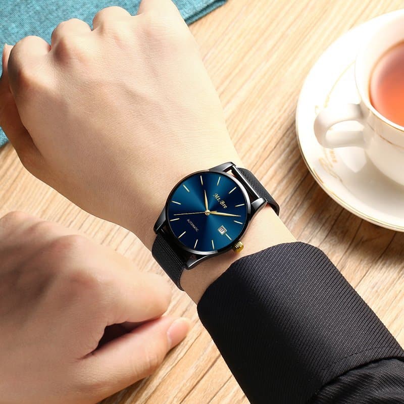 Relógio suíço masculino relógio mecânico automático Ultra-fino luminoso à prova dwaterproof água estudante relógio mascu