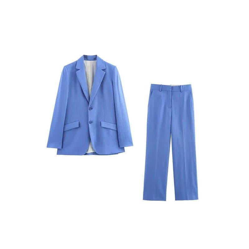 Conjuntos de Calças Femininas para Primavera 2025, 2 Peças, Blazers e Calças de Linho Sólido, Roupas Elegantes Femininas