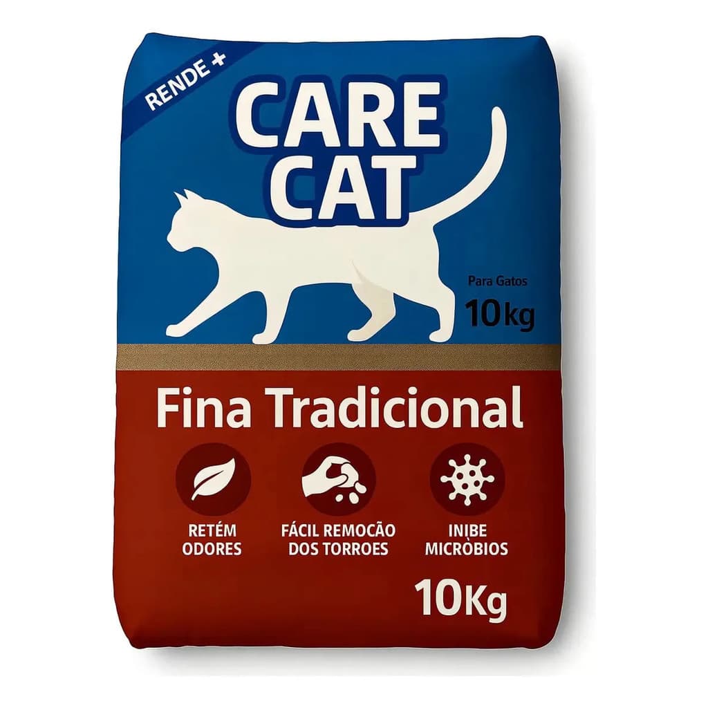 Areia Higiênica Para Gatos Carecat Tradicional Fina 10kg