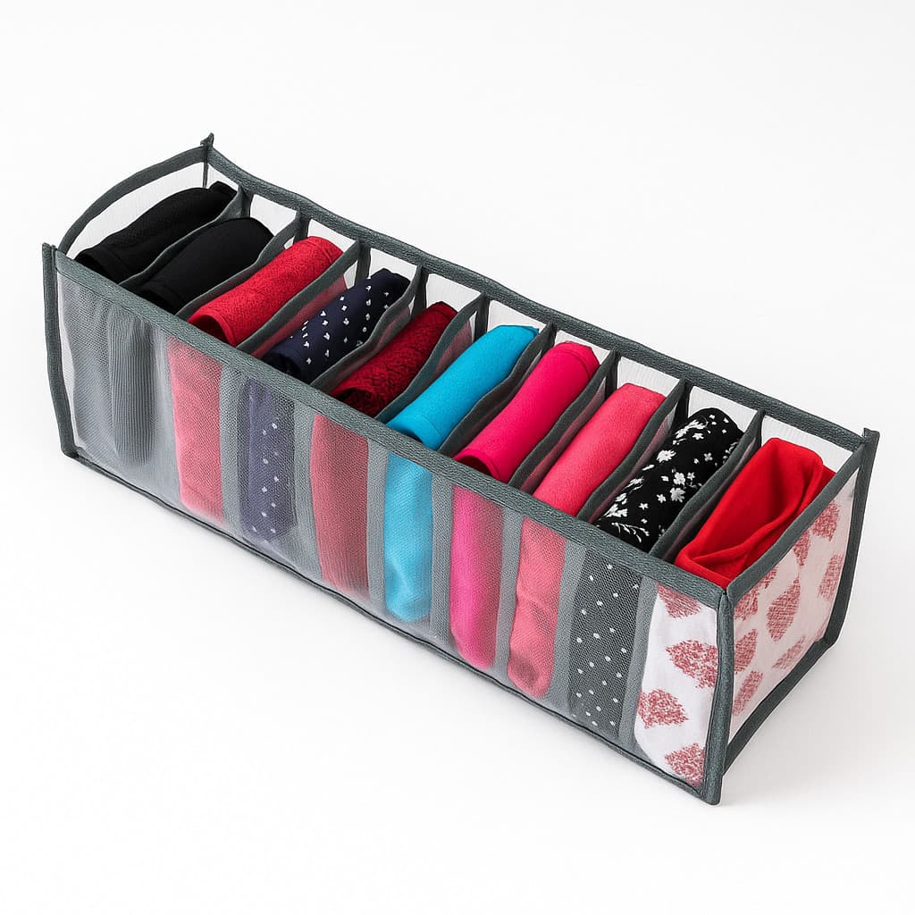 Organizadores de Gaveta 11 Divisórias Cueca Calcinha Sutiã Meias Closet Guarda Roupa Dobrar