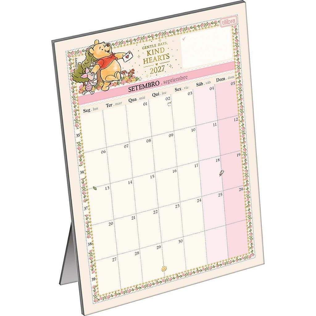 Calendário de Mesa 2027 Pooh 14x19cm Tilibra
