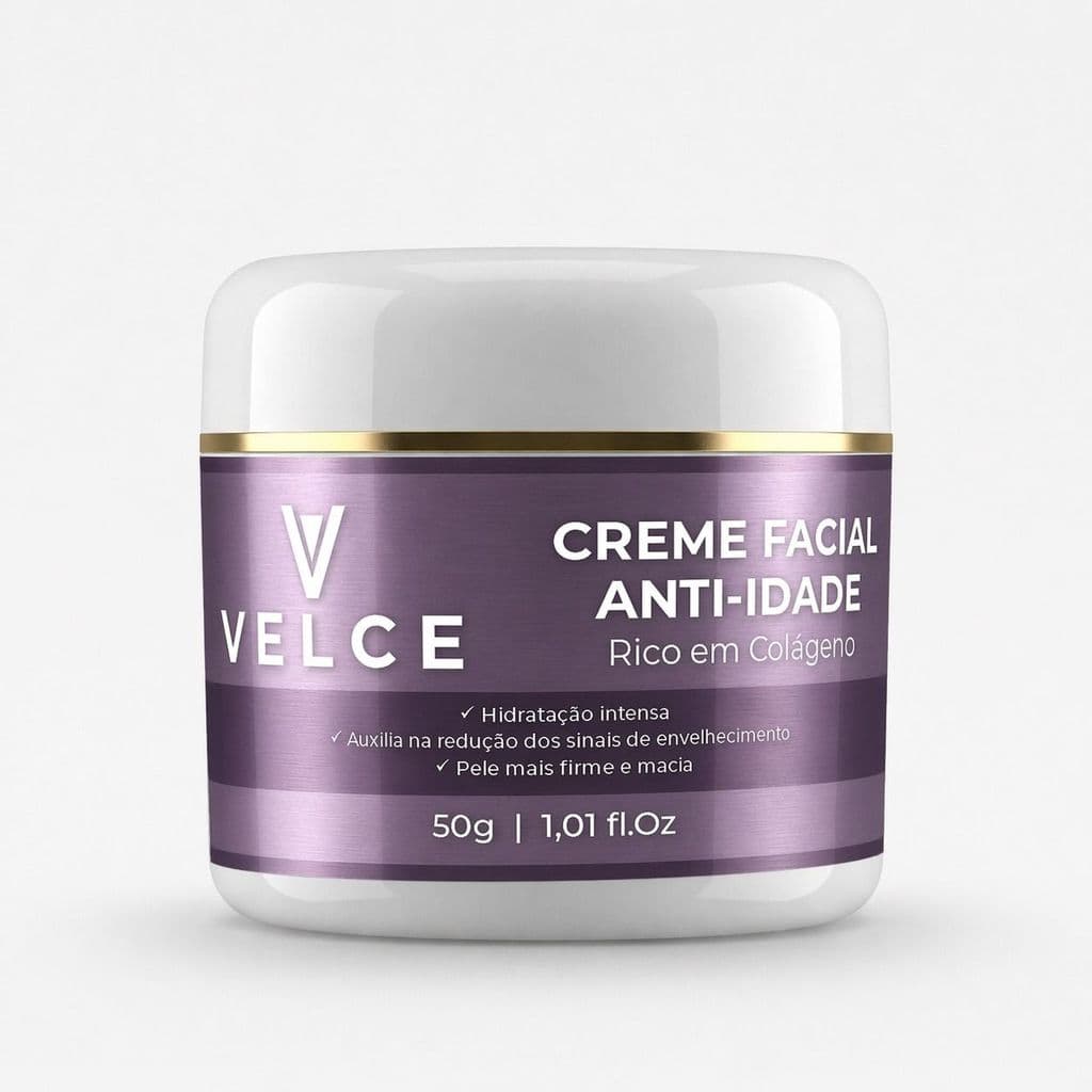 Creme Facial Anti-idade Velce Colágeno - Firmeza, Revitalização, Hidratação e Toque Macio