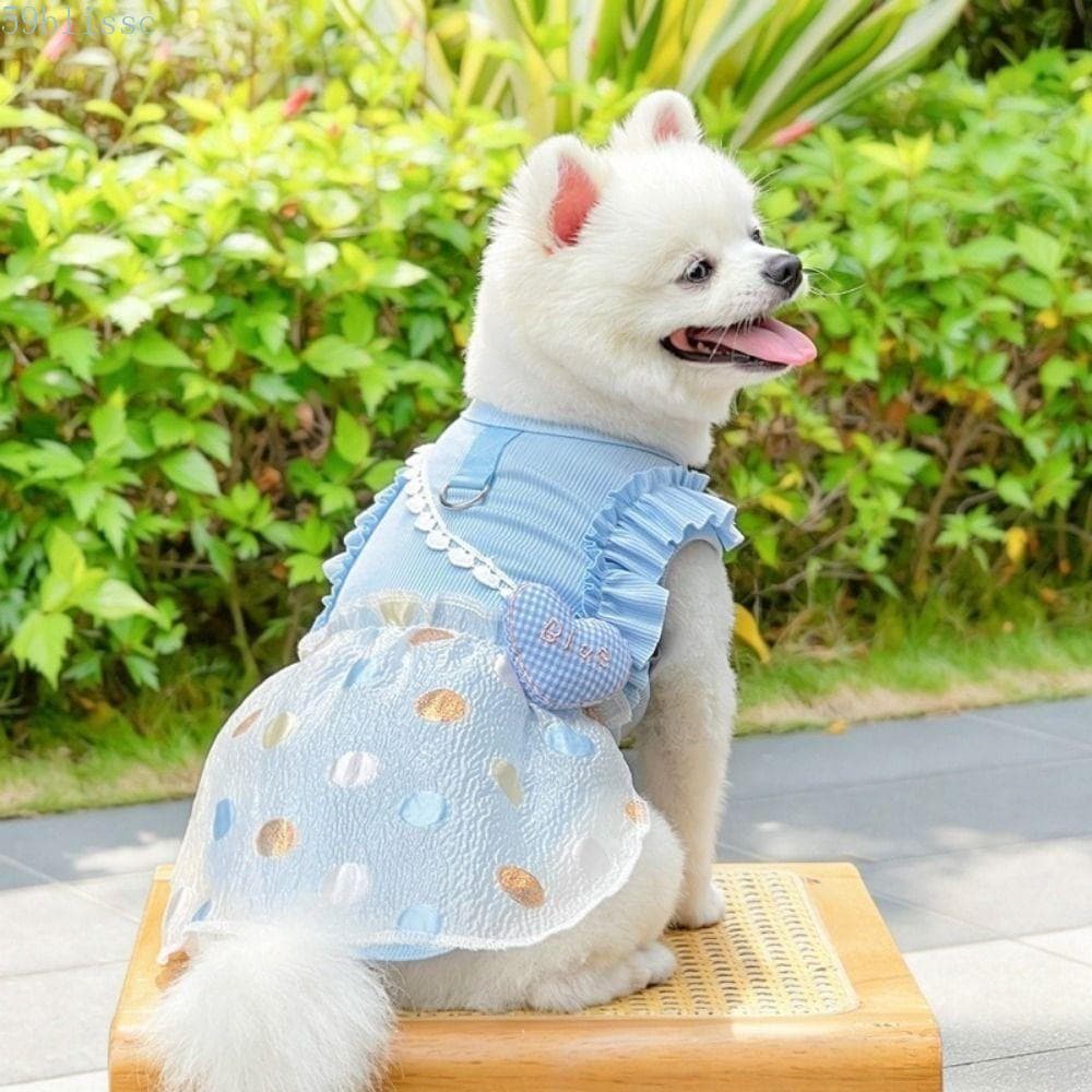 Saia Bolha Para Animais De Estimação BLISSC , Vestido Macio Respirável Cachorro De Princesa Com Padrão De Ponto Fino E A