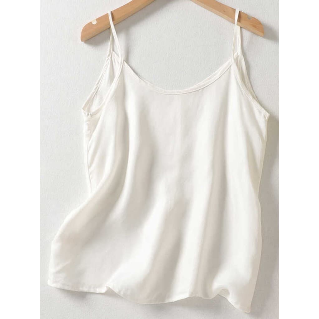 Camisola de seda amônia de cobre 2024 verão novo estilo literário Casual All-Match interior solto único pequeno estiling