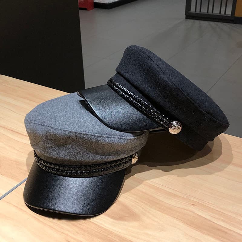 Outono inverno influenciador mesmo estilo de lã plana topo pico chapéu feminino moda All-Match versão coreana na moda co