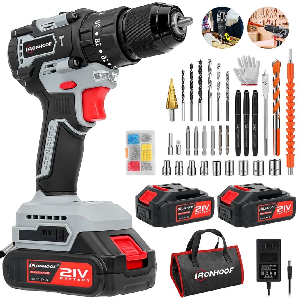 Furadeira Parafusadeira Brushless 120NM Furadeira De Impacto Sem Fio Profissional 21v 2 Bateria