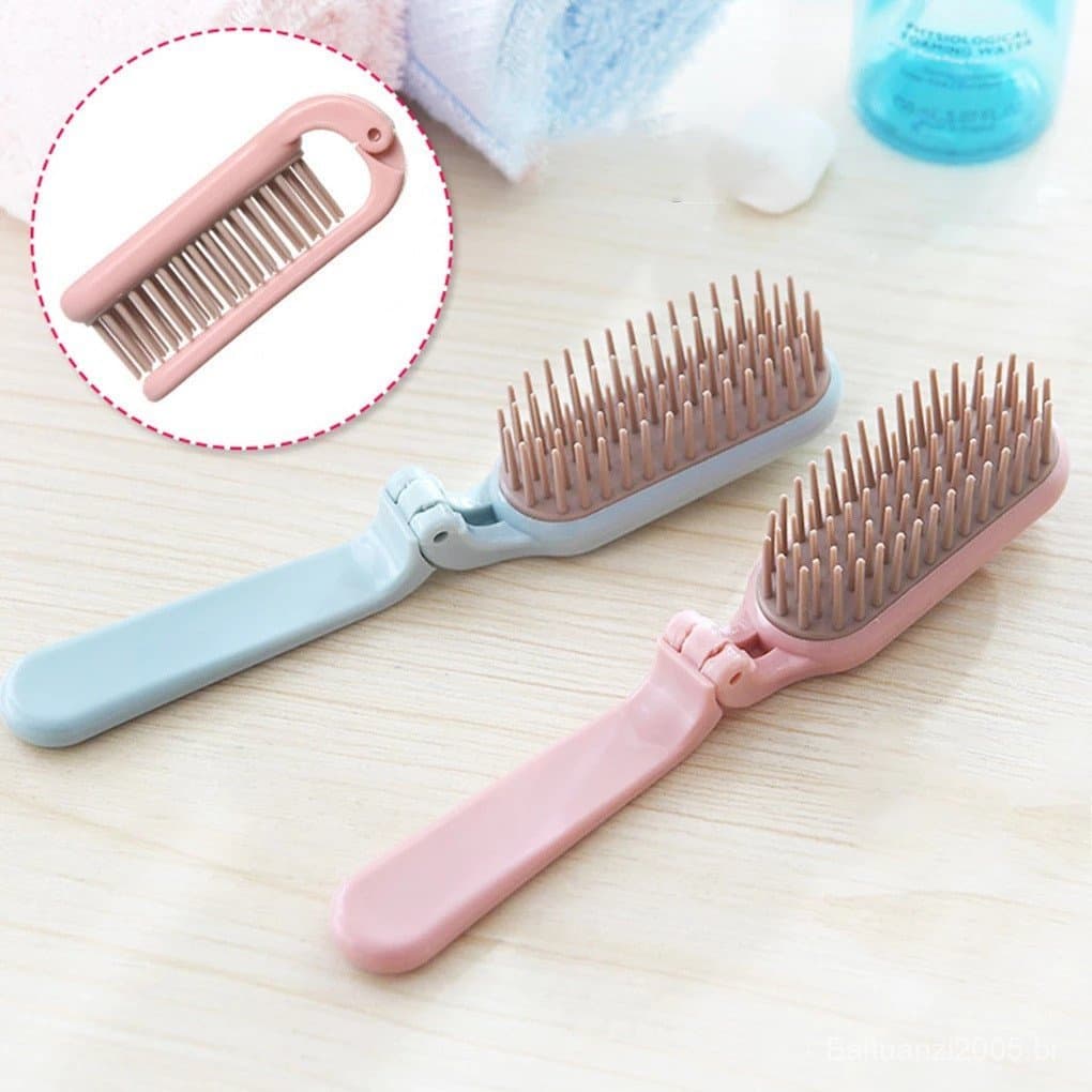 Pente de Viagem Portátil de Plástico, Dobrável, com Dentes Macios e Lisos, Acessório Compacto para Estilização de Cabelo