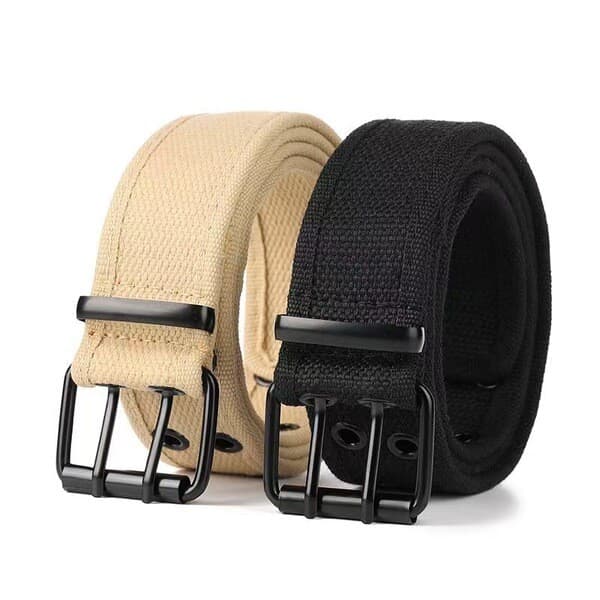 | 【cinto masculino grife】 | ❋Ins versão coreana cinto de lona masculino feminino na moda duplo pino fivela cinto Casual