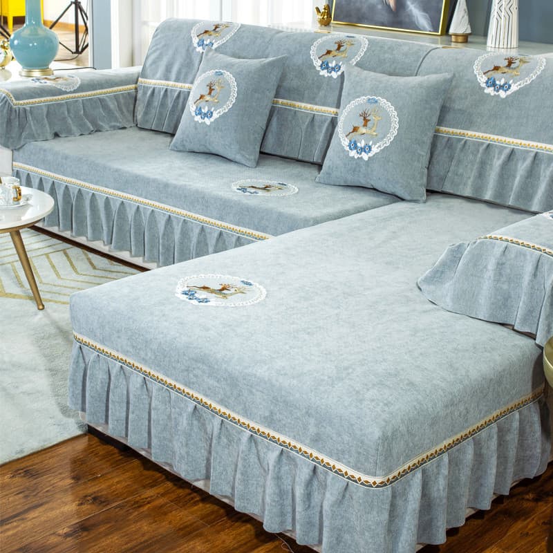 Estilo europeu Chenille sofá almofada High-End antiderrapante quatro estações Universal simples moderno cor sólida sofá