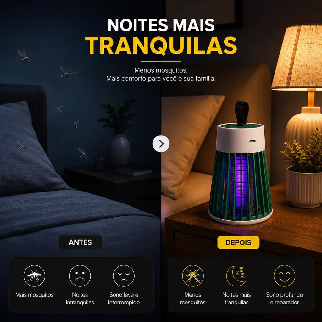 Armadilha Mosquito Recarregável Usb Anti Mosquiteiros Bivolt