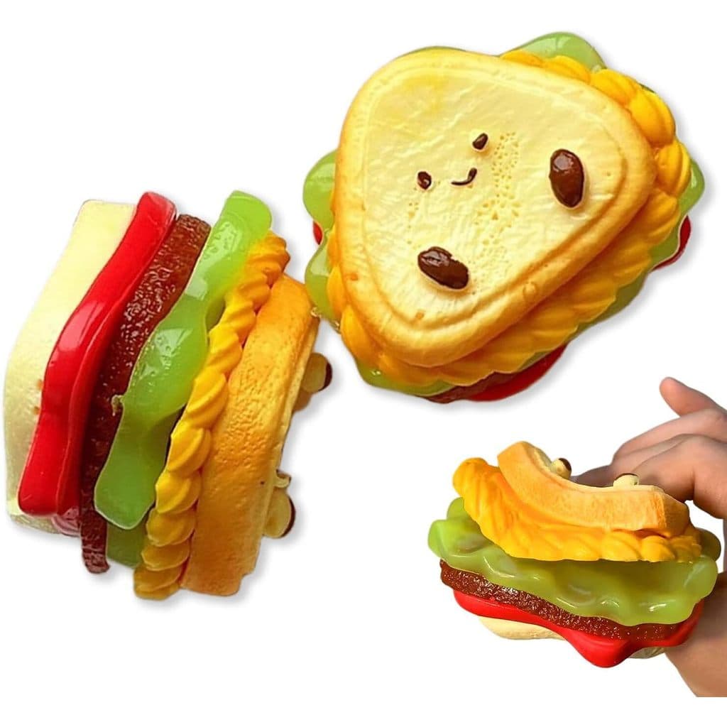 Sanduíche de Torrada Extra Grosso de Brinquedo Anti-Stress, Hambúrguer em Camadas