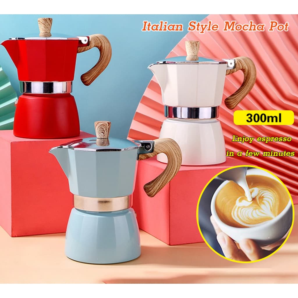 Conjunto de cafeteira turca de alumínio octogonal, estilo italiano, cafeteira mocha clássica para fogão.