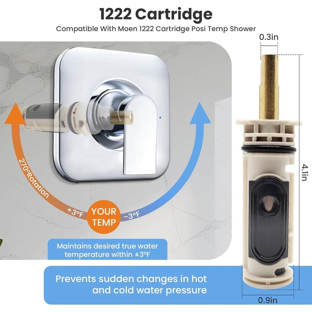 Cartucho 1222 Compatível com Cartucho Moen 1222, com Ferramenta de Remoção de Cartucho 104421 e Adaptador de Manípulo 11